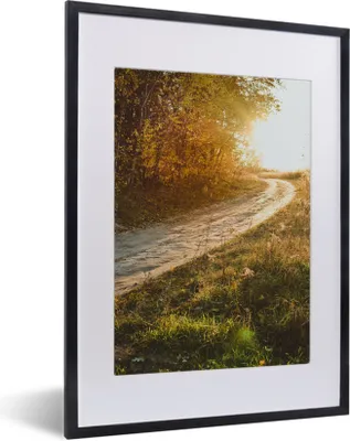 Produktbild von MuchoWow® Gerahmtes Poster Weg - Natur - Baum 30x40 cm - Poster mit Schwarzem Bilderrahmen Wandposter Rahmen Foto Bilder - Wandposter Schlafzimmer