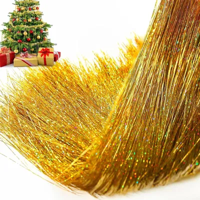 3000 Lametta-Goldstrengen, 50 cm, Weihnachtsbaum-Deko, Glitzer