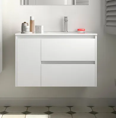 Immagine prodotto di Salgar Noja mobile lavabo 850 2 cassetti 1 anta sinistra + lavabo Bianco satinato