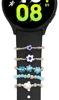 Produktbild von kwmobile 5 Smartwatch Armband Charms kompatibel mit 20 - 22mm Smartwatch Strap (Universal) - Deko Zubehör aus Acryl - Universal Accessoire für