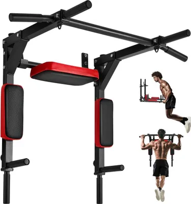 Produktbild von Multifunktionale Klimmzugstange zur Wandmontage 2 in 1 Profi - Dip-Station - Professionelle Fitness-Ausbildungsstation für Klimmzüge