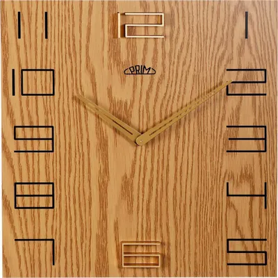 Produktbild von MPM-Quality Wood Touch Wanduhr Holz 3D-Zahlen Hellbraun 34,5 x 34,5 cm