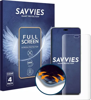 Produktbild von 4x Savvies Fullscreen Schutzfolie für Honor 200 Pro Displayschutz Folie Fullcover Klar Transparent