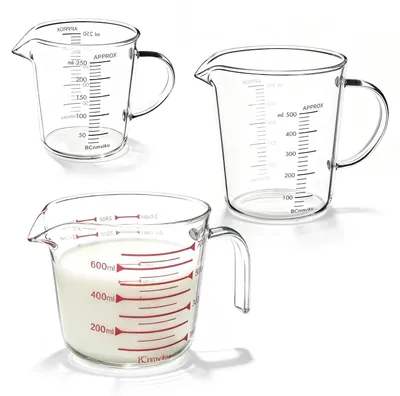 Messbecher-Set aus Glas, 3-teilig, 250/500/700 ml, Borosilikatglas