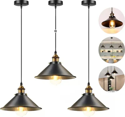 Produktbild von 3 Stück Hängeleuchter Industriestil,Ohne Lichtquelle,E26-Lampenfassung