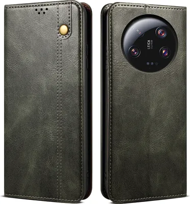 Produktbild von Xiaomi 13 Ultra Hülle, Leder Flip Brieftasche Schutzhülle mit Standfunktion für Xiaomi 13 Ultra Grün