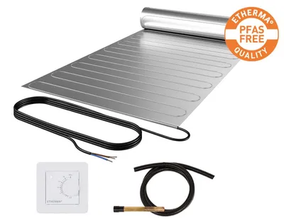 Produktbild von ETHERMA elektrische Fußbodenheizung 8 m² (0,5 x 16 m) Laminotherm-Set inkl. Schaltereinbauthermostat eBASIC, 960W