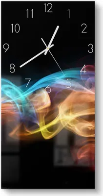 Produktbild von DEQORI Glasuhr 30x60 cm Zahlen 'Farbige Rauchschwaden' Wanduhr Glas Uhr Design leise