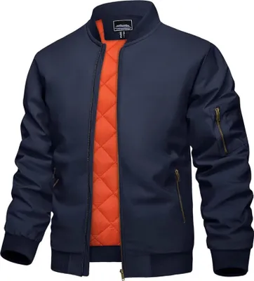 Produktbild von MAGCOMSEN Herren Übergangsjacke, XXL, Bomberjacke, warm, Fleece, winddicht, Outdoor, dunkelblau, mit Ärmeltasche.