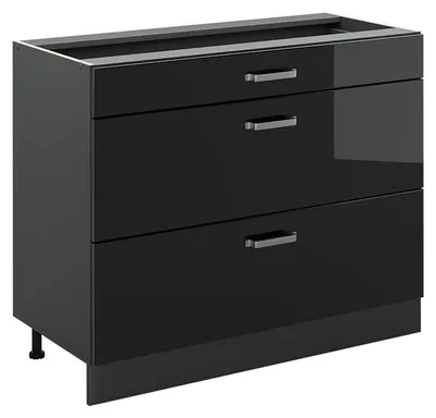 Produktbild von Küchenunterschrank Vicco R-Line Schwarz Hochglanz/Anthrazit 100 cm ohne Arbeitsplatte, Model 71586