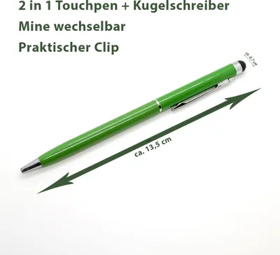 Produktbild von 2x Touchpen Stylus Eingabestift Kugelschreiber Smartphone Tablet Grün