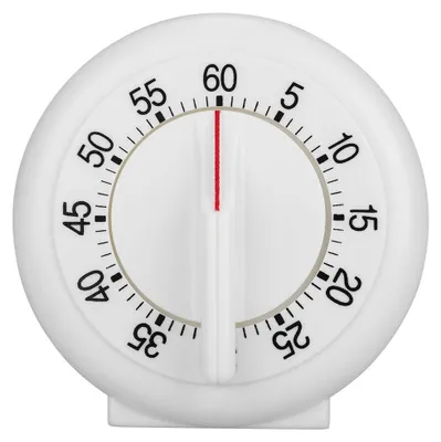 Image de Minuteur de cuisine mécanique - Compte à rebours de 60 minutes - Idéal pour la cuisine, la pâtisserie, le sport et les réunions - Blanc