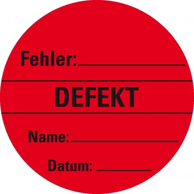 Produktbild von Dreifke® Aufkleber I Organisationsetikett Defekt, rot, Haftpapier, ablösbar, ...