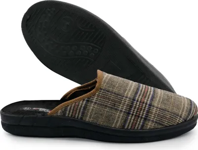 Produktbild von Sprint Sport Herren Hausschuhe Karierte-Pantoffeln Hauspantolette, braun Gr.41