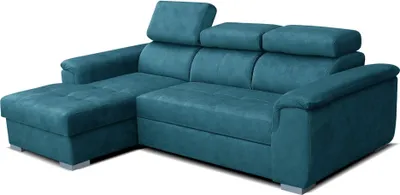 Produktbild von Robin Silver Ecksofa mit Schlaffunktion Bettkasten 3 Verstellbare Kopfstützen Sofa L-Form Schlafsofa Freistehende Eckcouch Schlafcouch Wohnzimmermöbel Wohnlandschaft Links Blau