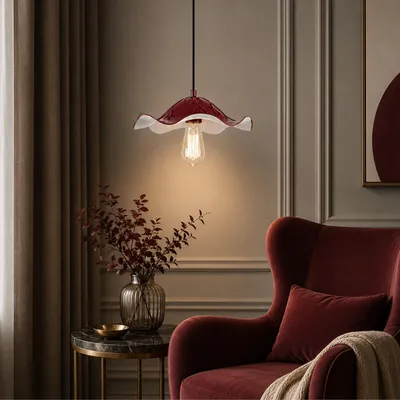 Produktbild von Opviq, Moderne Pendelleuchte, Burgunder, Ø29 cm, E27, 40W, Metallkörper - 100% Melamin
