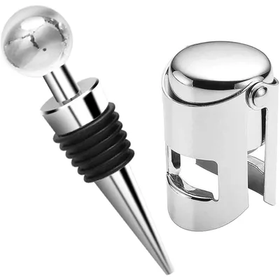 Flessendop Set – 2-teilig für Wein & Champagner, Edelstahl