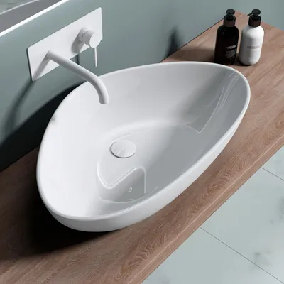 Image de doporro Lavabo vasque à poser blanc 67cm lave main Bruxelles895 66,5x44x14cm