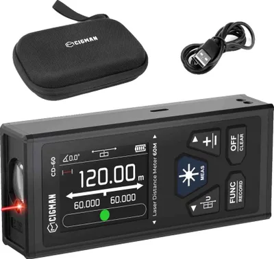 Produktbild von Laser-Distanzmesser, 120m Messung, wiederaufladbar, CIGMAN CD-60