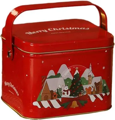 Obrázek produktu pro Červená kovová dárková krabička 14 x 13 x 10,5 cm