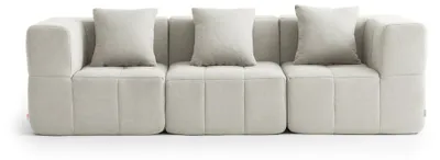 Image de Canapé modulable MILYSOFA SOFABULOUS 3 places en tissu bouclé fin, couleur crème et beige