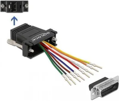 Produktbild von DELOCK D-Sub 15 Pin St > RJ45 Bu Montagesatz schwarz