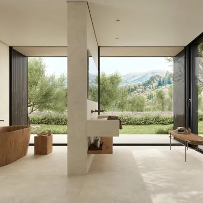 Imagen del producto de CASA39, gres porcelánico con efecto piedra, color blanco, 60x120 cm, Marazzi Tivoli