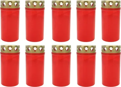 Produktbild von 10 x Grablicht Brenner Nr.3 rot mit Golddeckel
