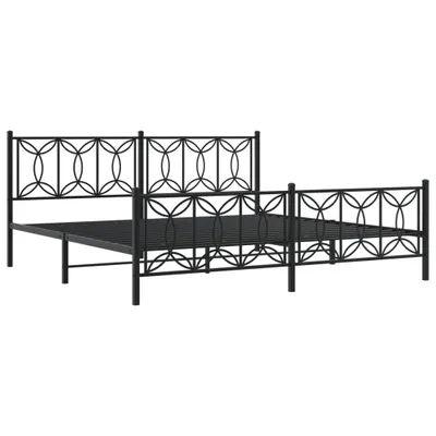 Obrázek produktu pro Kovový rám postele s hlavovým a nožním čelem černý 193 x 203 cm