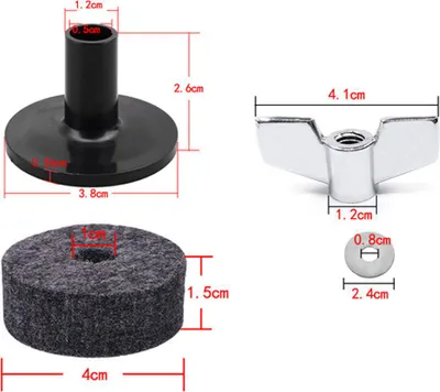 Immagine prodotto di set di accessori per tamburi da 18 pezzi, tamburi neri, strumenti musicali di ricambio in feltro