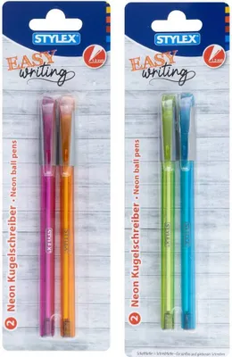 Produktbild von Stylex 30220 Kugelschreiber Neon, 2 Stück, EASY writing - farbig schreibend