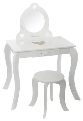 Produktbild von Atmosphera Créateur d'intérieur Schminktisch MDF-Platte Glas weiß 91 cm x 71,5 cm x 51 cm