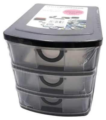 Produktbild von Organizer aus Kunststoff mit 3 Schubladen, stapelbar, 19 x 14,5 x 16 cm