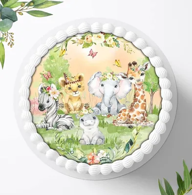 Produktbild von Für die Geburtstags Torte ein Tortenaufleger, Zuckerbild mit dem Motiv: Safari, Essbares Foto für Torten, Fondant, Ø 20cm, 0816z
