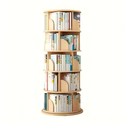 Immagine prodotto di Libreria girevole a 360° - 5 ripiani - Modulabile da 2 a 5 ripiani - In legno - Libreria angolare - Ideale per piccoli spazi - Colore kaki