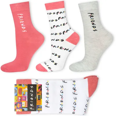 Produktbild von Damen Baumwollsocken-Set in Größe 35-40, 3er-Pack mit FRIENDS-Motiv, Geschenk für eine Frau