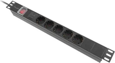 Zdjęcie produktu dla Lanberg PDU-05F-0200-BK jednostka dystrybucji zasilania (PDU) 5 gniazd AC 1U czarny