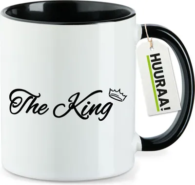 Produktbild von Huuraa Kaffeetasse The King Krone 330ml Schwarz Keramik Kaffeebecher Geschenkidee