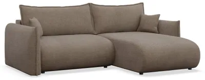 Image de Selsey Cushi – Canapé d'angle convertible, pouf à droite, chenille marron clair