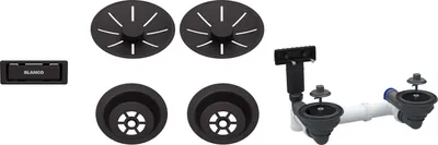 Produktbild von Blanco Ablaufgarnitur-Set, 2 x InFino ohne Ablauffernbedienung, schwarz matt, 207438