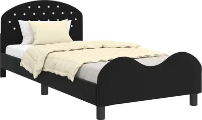 Image de Cadre de lit pour enfants avec tête de lit Noir 90 x 200 cm