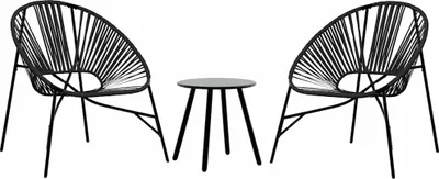 Immagine prodotto di vidaXL Set di sedie da giardino 3 pezzi in polirattan nero