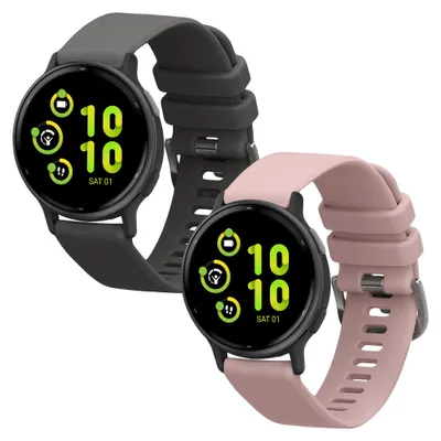 Produktbild von kwmobile 2x Uhrenarmband für Garmin vivoactive 5 / active 5 Armband - Fitnesstracker Band Set aus TPU Silikon - Ersatzarmband Smartwatch - Grau