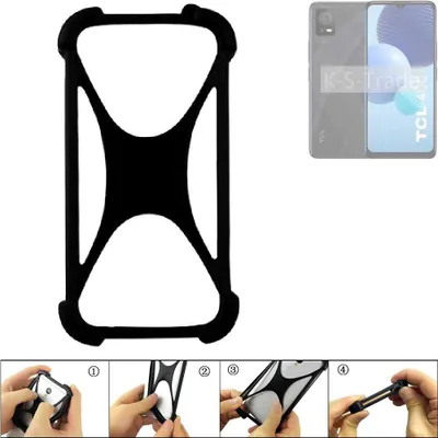 Produktbild von K-S-Trade Handy-Hülle Schutz-Hülle kompatibel mit TCL 406 Silikon Bumper TPU Softcase  Smartphone Stoßschutz, schwarz