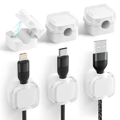 Kabelhalter für Schreibtisch, 6 Stück, Kabelclips, Weiß