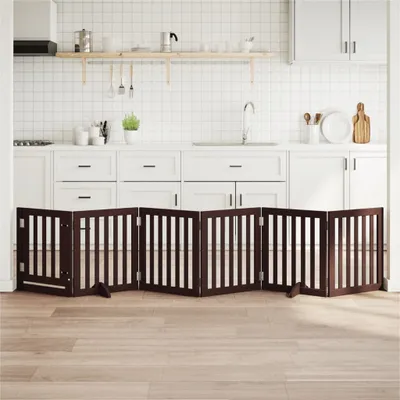 Produktbild von "im Angebot" 6-tlg. Hundetor mit Tür Faltbar Braun 300 cm Pappelholz - Sonstiges Hundezubehör CC16067