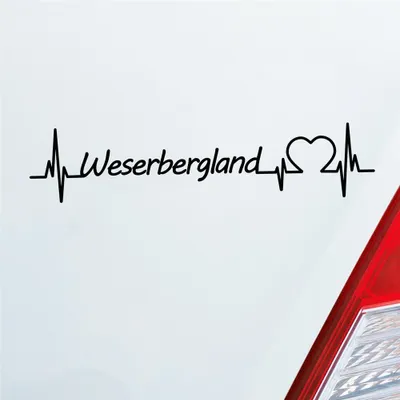Produktbild von Auto Aufkleber Weserbergland Puls Herzschlag mit Ferien Region Motiv 19x4 cm Schwarz Matt Sticker Heckscheibenaufkleber