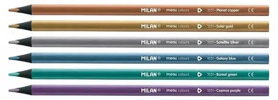 Produktbild von MILAN Dreieckige Buntstifte 6 Metallische Farben Schulbedarf
