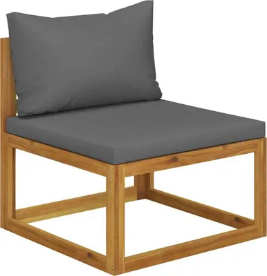 Immagine prodotto di Divano centrale modulare con cuscini grigio scuro in legno massiccio di acacia