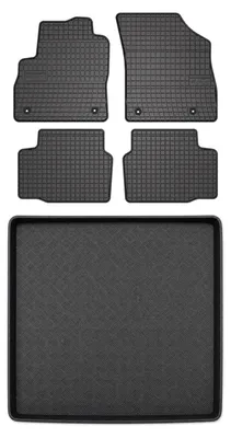 Productafbeelding van Rubberen automatten + kofferbakmat voor Opel Astra K vanaf 2015 (stationwagen) – 5-delig, zwart, op maat – Wielganizator SolidPRO